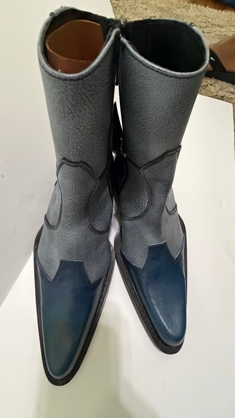 Vintage DESTROY Leather Western Boots EU 41 Spain Blue Y2K Rocker Cyber Goth NWT